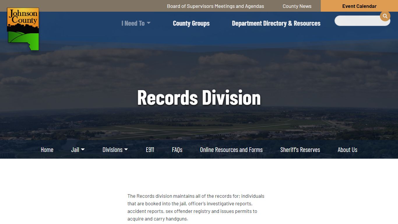 Records Division - Sheriff's Dept. - Johnson County, Iowa